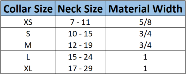 Collar Size Chart